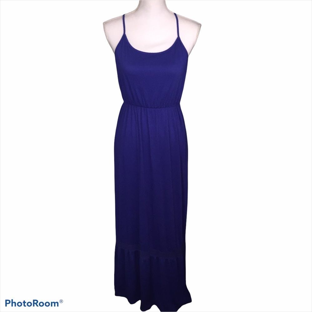 Racerback Lace Maxi Royal Blue Dress Sz Medium Vacation Cruise Comfy